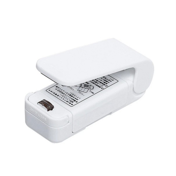Mini selador a vácuo para alimentos 9 x 3,5 x 3,3 cm Máquina seladora portátil para armazenamento de alimentos a pilhas 2 AA Aparelho de selagem térmica para embalagem de alimentos branco