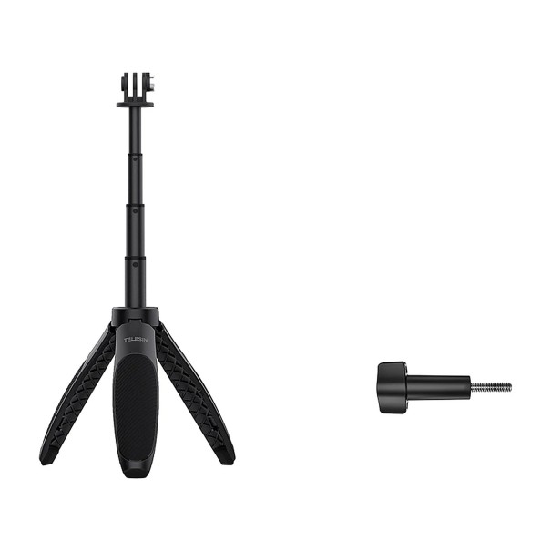 Mini selfie stick cu stativ TELESIN 2.0 pentru camere de acțiune GoPro DJI Insta360 Telescopic 15 până la 40 cm Aluminiu 98 g Șurub inclus 1