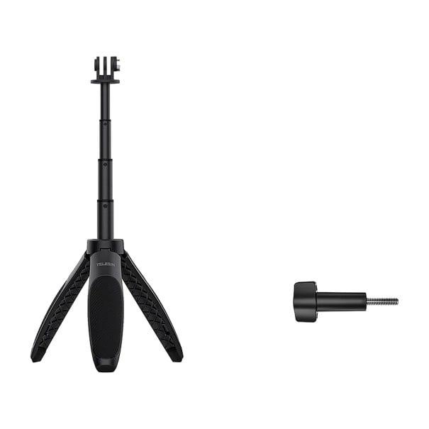 Mini Selfie-Stick mit Stativ TELESIN 2.0 für Action-Kameras GoPro DJI Insta360 Teleskopisch 15 bis 40 cm Aluminium 98 g Schraube im Packungsinhalt 1