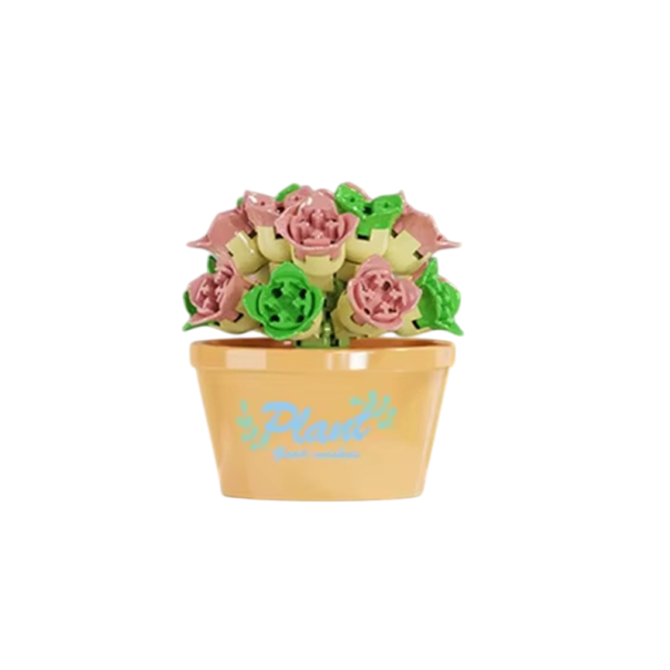 Mini set de construcție flori Trandafiri colorate 4.3x4.3x4.9 cm 54 buc micro blocuri Set creativ 3D model flori Set de construcție decorativ pentru copii și adulți 1