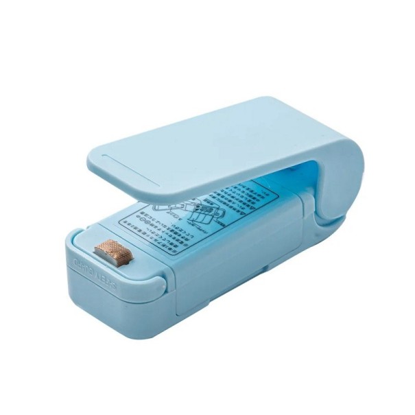 Mini sigillatore sottovuoto per alimenti 9 x 3,5 x 3,3 cm Macchina sigillatrice portatile per la conservazione degli alimenti a 2 batterie AA Dispositivo di sigillatura termica per imballaggio alimentare blu