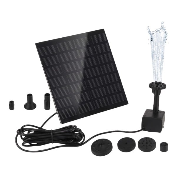 Mini-Solarfontänenpumpe mit Solarpanel 7 V 1,2 W Panel 110 x 110 mm Kabel 1,5 m ABS Schwarz Für Gartenteich und Pool 1