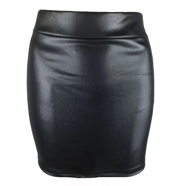 Mini spódniczka damska z błyszczącej skóry PU Wysoki stan Obcisły krój Seksowny wygląd Elegancki strój wieczorowy Stylowa spódnica na imprezę i do klubu czarny 2XL