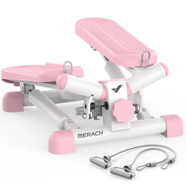 Mini stepper s hydraulickým válcem a úhlem 38° Rozměry 35,4 x 33,9 x 18,2 cm Nosnost 150 kg Růžovo-bílý Na domácí cvičení nohou a hýždí 1
