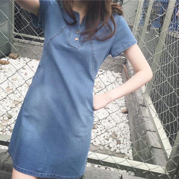 Mini sukienka damska z kieszeniami niebieski 3XL