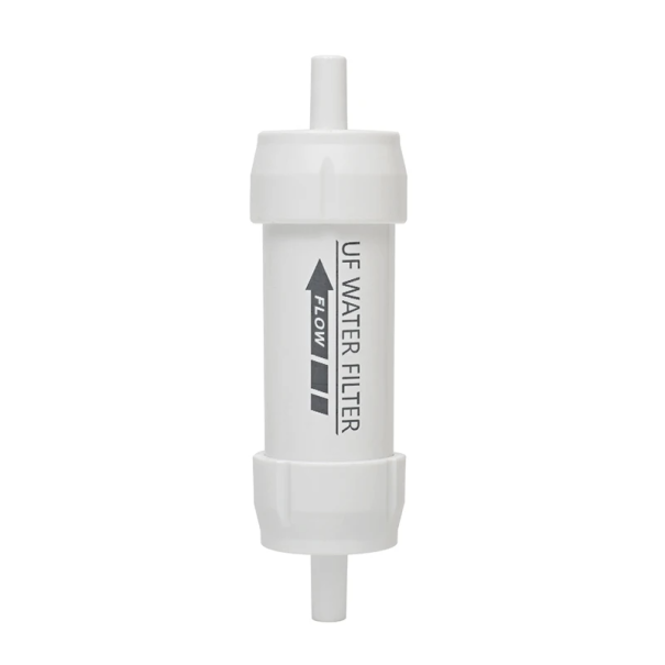 Mini Survival Water Filter 12 x 3,2 cm Bärbart vattenfilter med anslutning Silikonslang Utomhusfilter för vandring Camping vit
