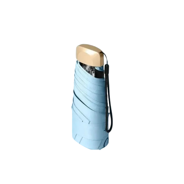 Mini-Taschenschirm 19x5x5 cm Faltbarer Regenschirm mit UV-Schutz Vinyloberfläche gegen ultraviolette Strahlung Kompakter Regenschirm für die Handtasche hellblau
