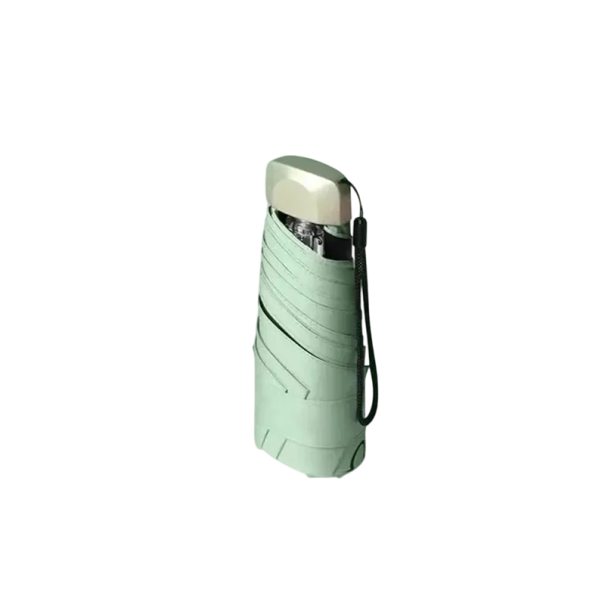 Mini-Taschenschirm 19x5x5 cm Faltbarer Regenschirm mit UV-Schutz Vinyloberfläche gegen ultraviolette Strahlung Kompakter Regenschirm für die Handtasche hellgrün