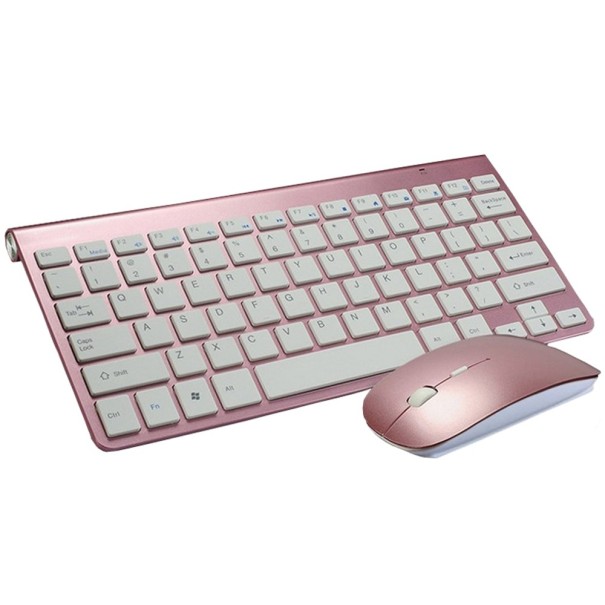 Mini tastatură wireless cu mouse roz