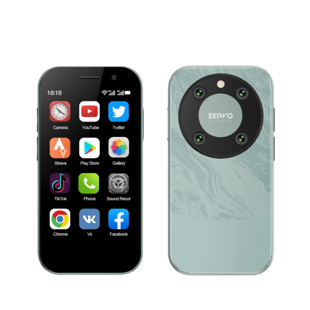 Mini teléfono inteligente SERVO KING 9000, pantalla HD de 3.0&quot;, Android 10.0, 4G LTE, 2 GB de RAM, 16 GB de ROM, GPS, SIM dual, reconocimiento facial, Bluetooth, pequeño. verde