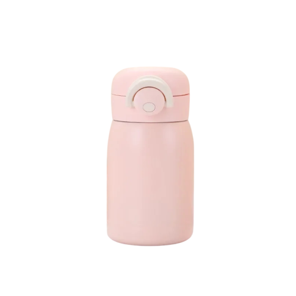 Mini termosk med tätt lock 220 ml 13,5 × 6,5 cm Rostfritt stål Beigefärgad bärbar termos för drycker till arbete skola på resor rosa