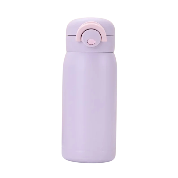 Mini termoska s uzavíratelným víkem 350 ml 17,5 × 6,5 cm Nerezová ocel Béžová přenosná termoska na nápoje do práce školy i na cesty fialová