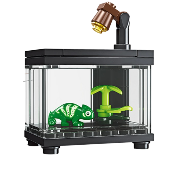 Mini terrarium avec caméléon 34 pièces 5,7 x 3,5 x 6 cm Petit terrarium décoratif Ensemble mignon pour les amoureux des animaux et des constructions 1