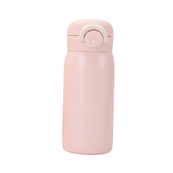 Mini-Thermoskanne mit verschließbarem Deckel 350 ml 17,5 × 6,5 cm Edelstahl Beige tragbare Thermoskanne für Getränke zur Arbeit, Schule rosa