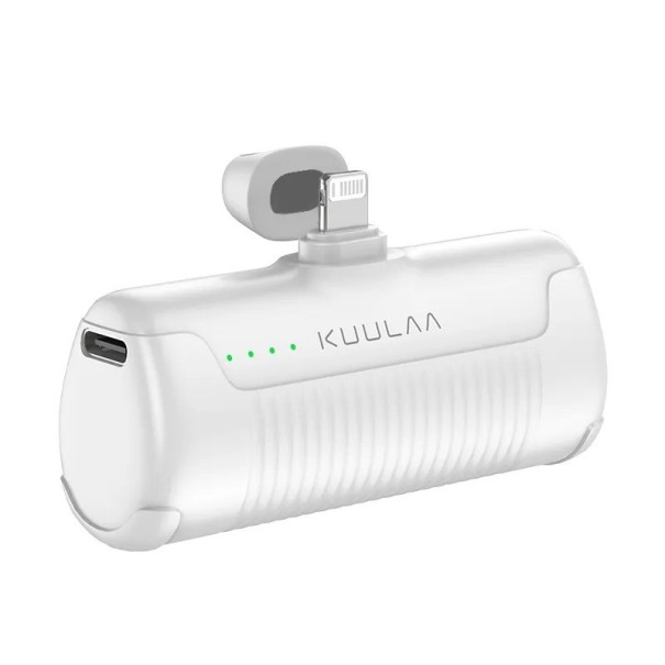 Mini trådløs powerbank med lightning-stik 4500 mAh hvid