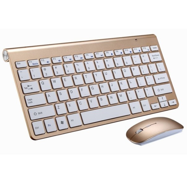 Mini trådløst tastatur med mus guld