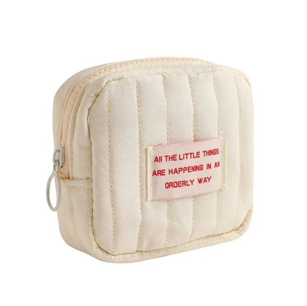 Mini trousse de maquillage carrée en polyester Petite trousse de voyage pour le maquillage Portefeuille étudiant pour écouteurs Sac portable à rouge 1