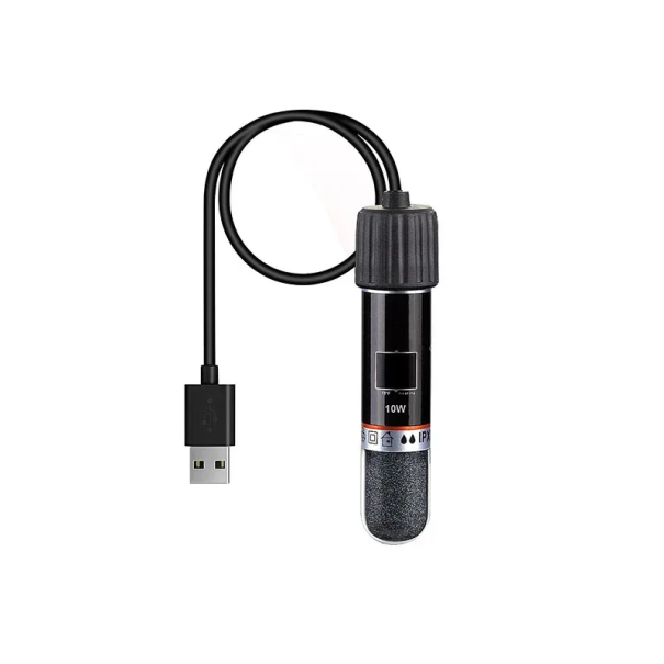 Mini USB akvárium fűtő 10W Automatikus termosztát 26 °C Merülő fűtő védelemmel kis tartályokhoz 2,5 l-ig Kijelző nélkül 5V 2A 1