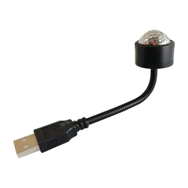 Mini USB LED projektor hviezdnej oblohy do auta Ohebné rameno Otočná hlava 360° Červené zelené a modré efekty Čierny Na strop 1