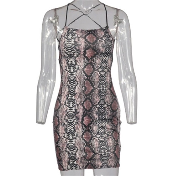 Mini vestido con estampado de serpiente marrón M