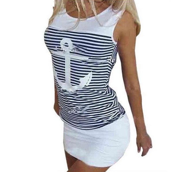 Mini vestido de mujer con ancla blanco L