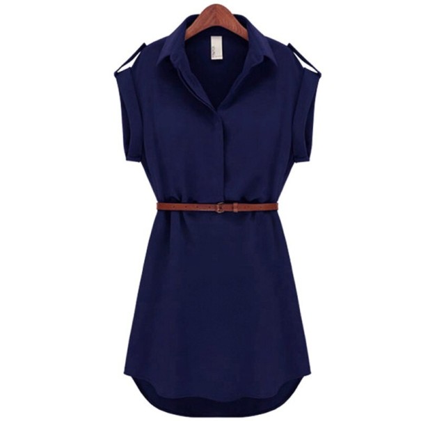 Mini vestido de mujer con cinturón azul oscuro XS