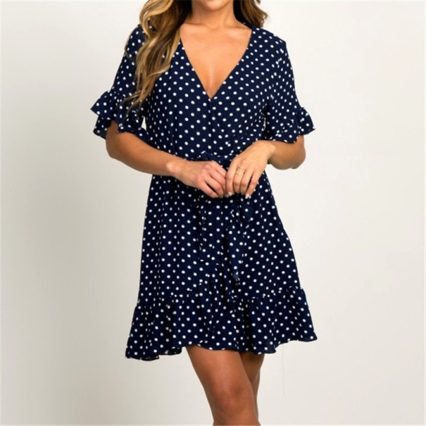 Mini vestido de verano con lunares azul oscuro S
