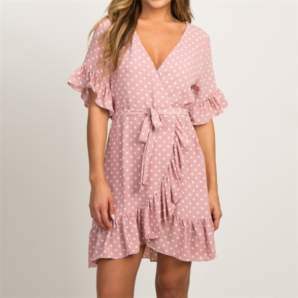 Mini vestido de verano con lunares rosa L