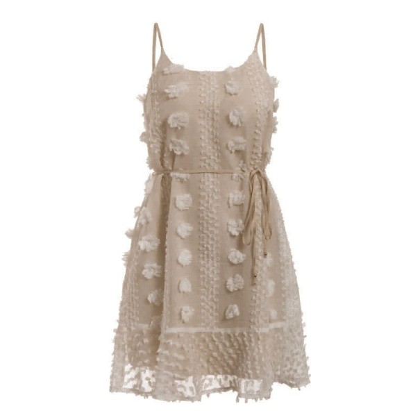 Mini vestido de verano con tirantes caqui S