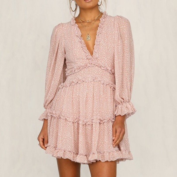 Mini vestido romántico con volantes S 5