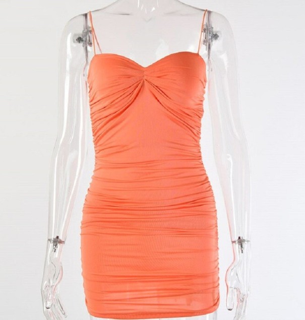 Mini vestido sexy salmón S