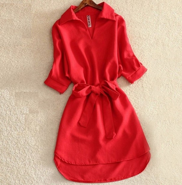 Mini vestidos Ronda de uma só cor vermelho M