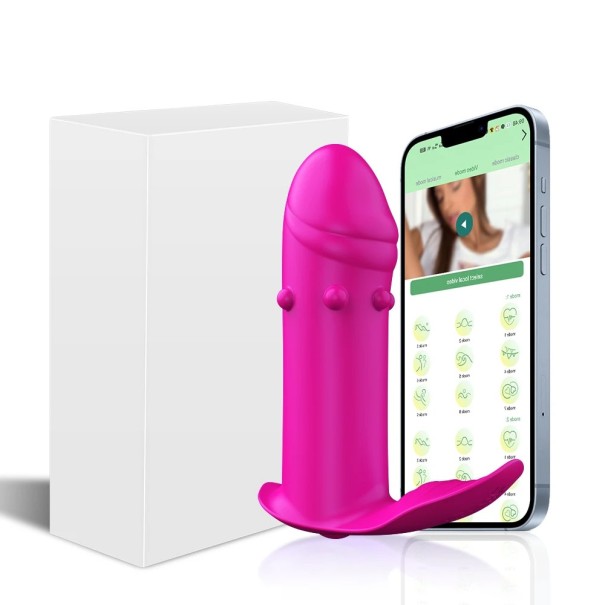 Mini vibrator compact controlat prin aplicația mobilă cu încărcare USB, ambalat discret și ușor de transportat roz