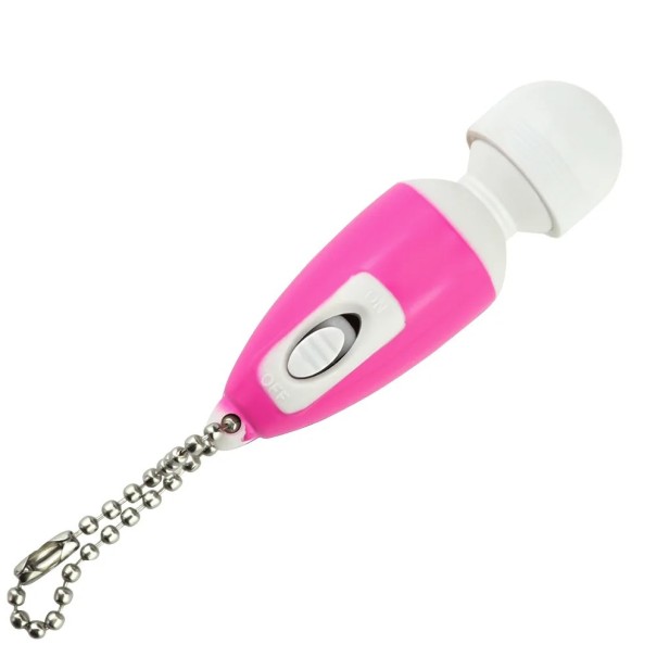 Mini vibrator suplimentar 6,5 cm sub forma unui breloc bagheta magica dimensiuni compacte utilizare discreta cadou amuzant usor de folosit ambalaj discret roz