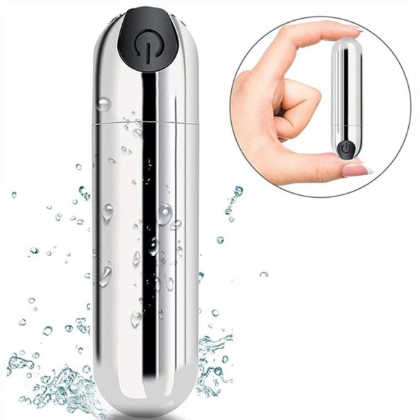 Mini vibratore in metallo impermeabile con 10 modalità di vibrazione superficie liscia design elegante facile manutenzione confezione discreta nero