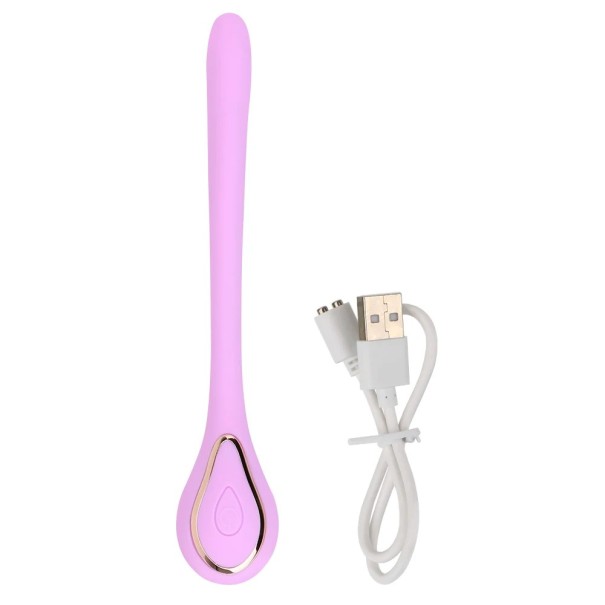 Mini vibratore in silicone a forma di cucchiaio, 10 modalità di vibrazione, ricarica tramite cavo USB magnetico viola