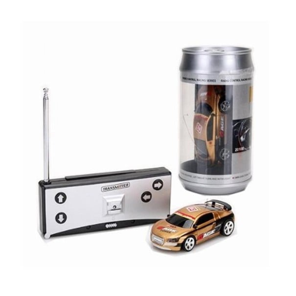 Mini voiture télécommandée pour enfants à partir de 3 ans Modèle de course avec aileron et télécommande avec antenne Dans un emballage en forme doré