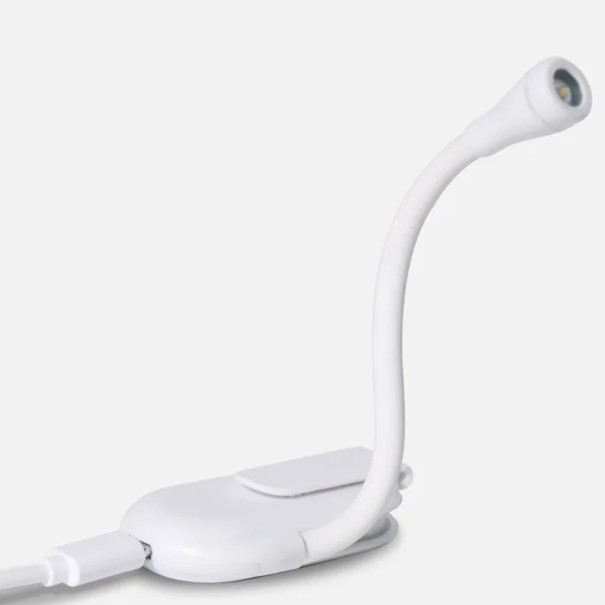 Mini wiederaufladbare LED-Lampe für Bücher mit Clip Flexibler Arm 3 Lichttemperaturen Stufenloses Dimmen Batterie 400 mAh 8 x 4,6 cm Weiß Zum Lesen 1