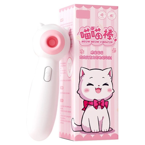 Mini womanizer 13 cm en forme de petite chatte blanche, 2 intensités de succion, étanche, à piles, emballage discret 1