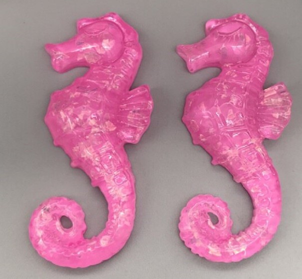 Mini zeepaardjes decoratie 10 stuks donkerroze