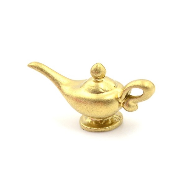 Miniaturna teiera dorata per bambole Teiera con lungo beccuccio curvo e coperchio Accessorio giocattolo in resina 1,2 x 2,6 cm 1