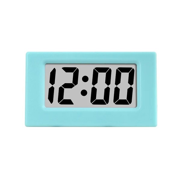 Miniaturowy cyfrowy zegar stołowy 5,9 x 3,5 x 3,2 cm Godzina i data Tryb 12-godzinny Przenośny format Zasilanie Bateria LR1130 W zestawie turkusowy