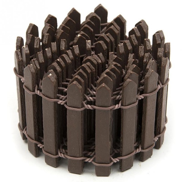 Miniatuur houten schutting voor de tuin J1386 koffiekleur 5 cm