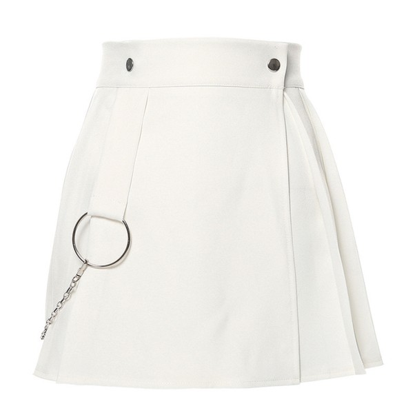 Minifalda de cintura alta para mujer con cadena blanco S