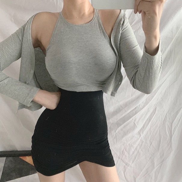 Minifalda de cintura alta para mujer G99 negro