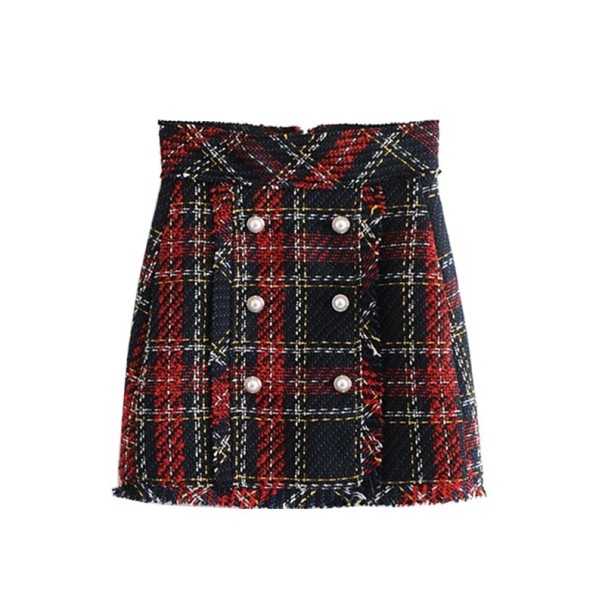 Minifalda de cuadros con botones para mujer M