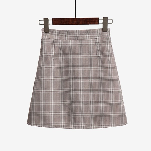 Minifalda de cuadros para mujer A981 marrón M