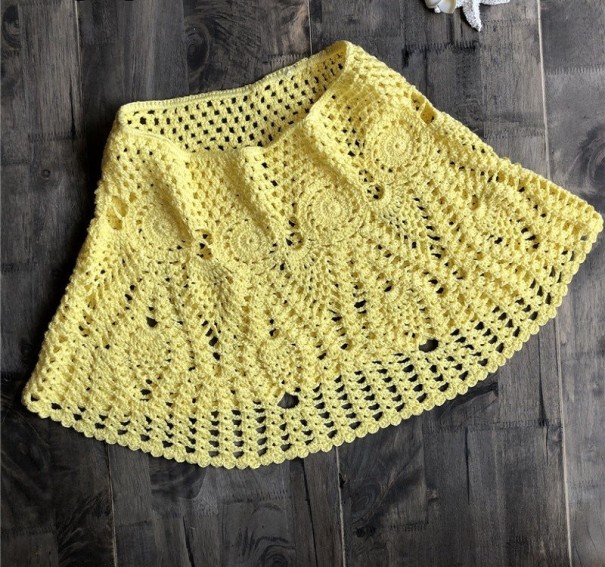 Minifalda de encaje para mujer amarillo M