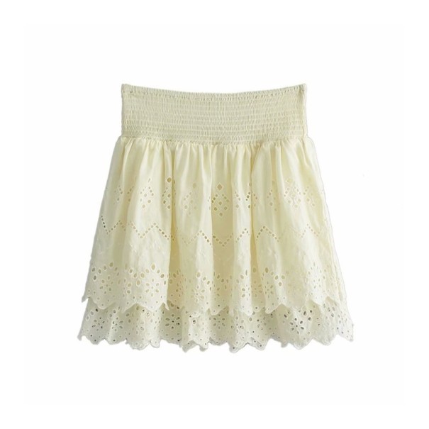 Minifalda de mujer con encaje beige L