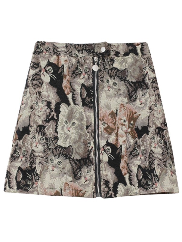 Minifalda de mujer con estampado de gatos S